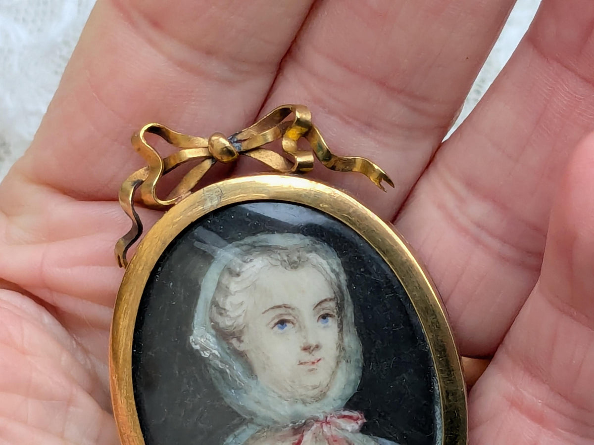 Antique portrait miniature of Georgian lady