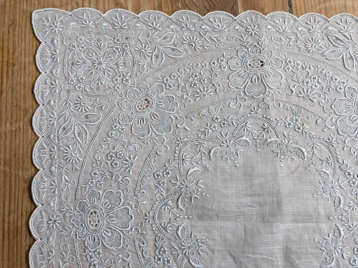 Superb Swiss Appenzell Embroidery Handkerchief (B)