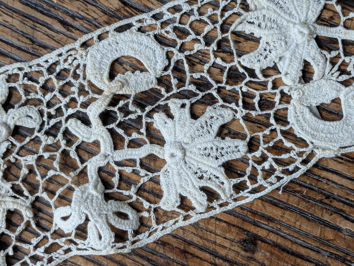 Antique Irish crochet lace high neck collar