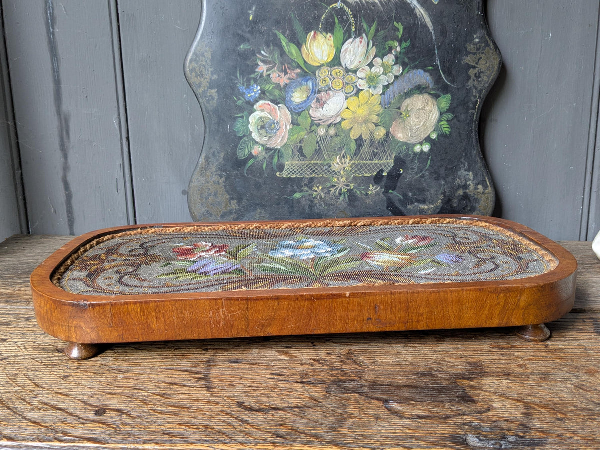 Antique beadwork tea pot stand