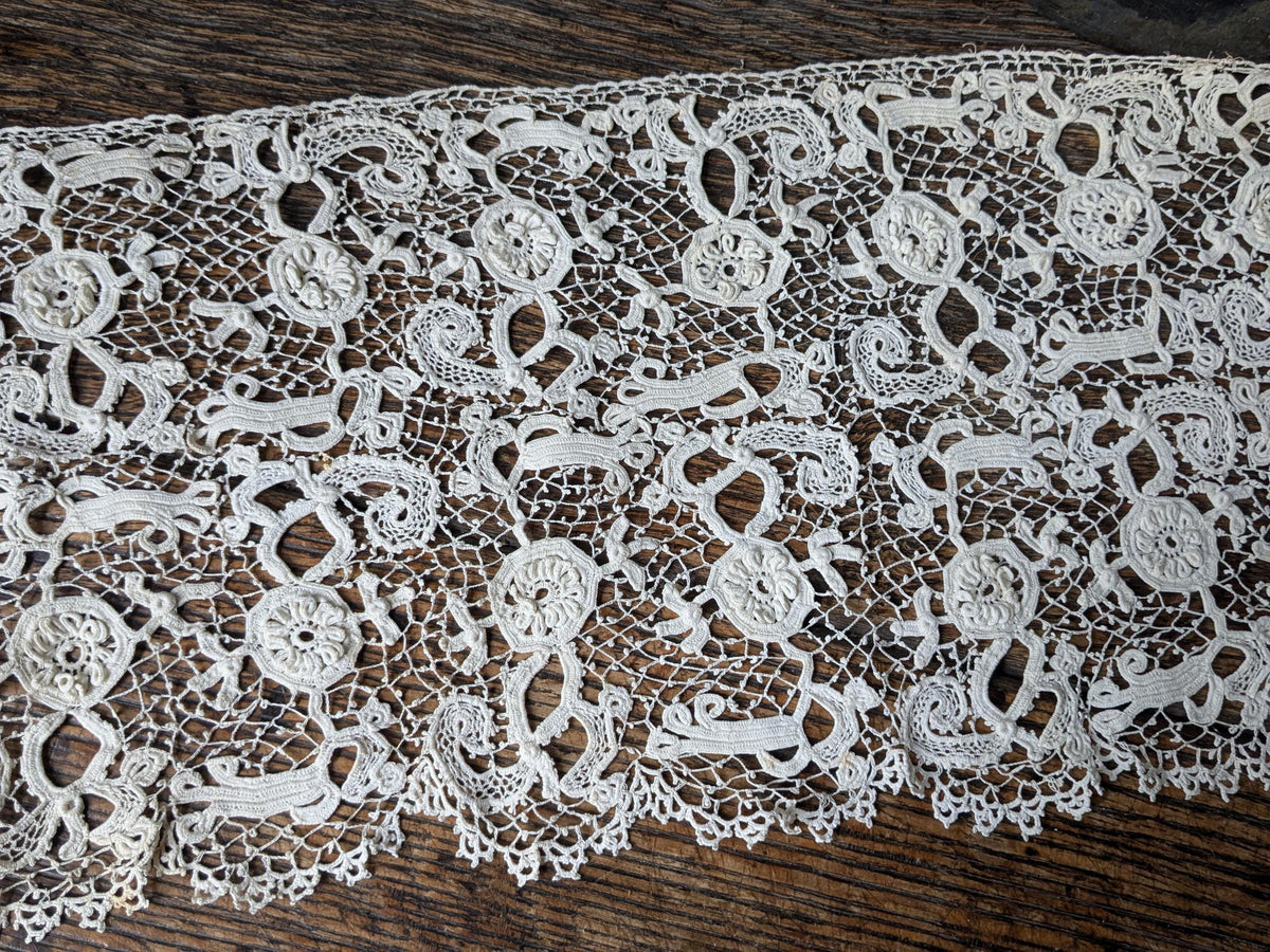 Antique Irish crochet lace flounce trim