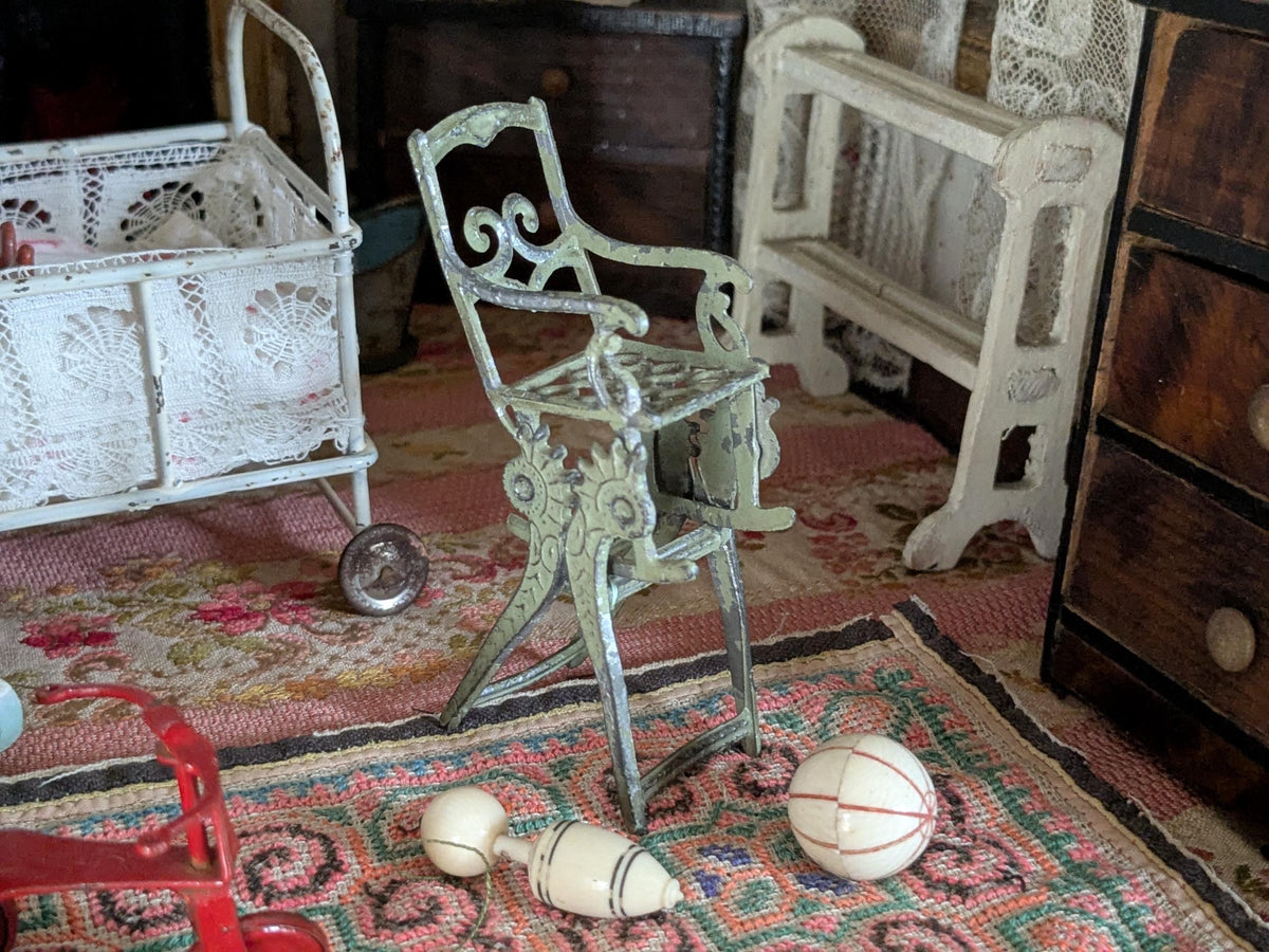 Antique dolls house high chair