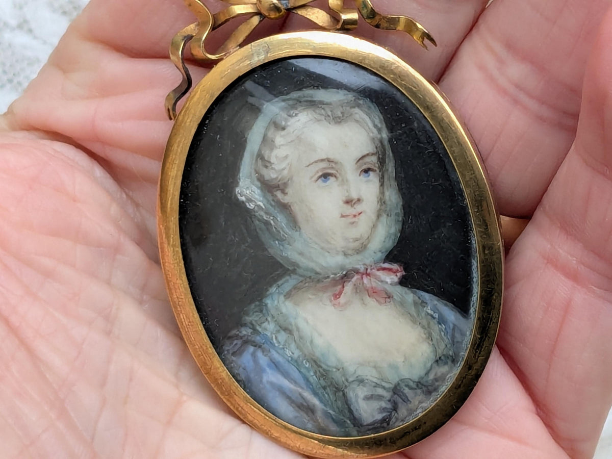 Antique portrait miniature of Georgian lady