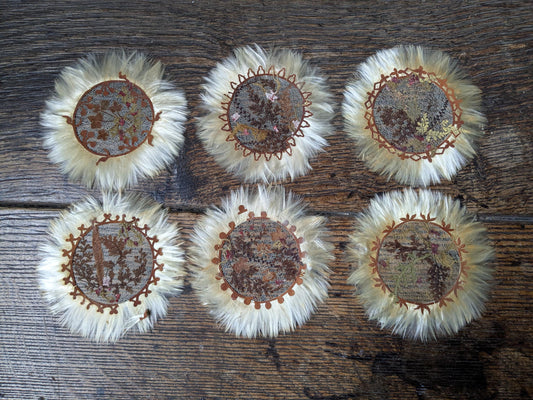 Set of 6 antique Jamaica doilies, botanical ferns