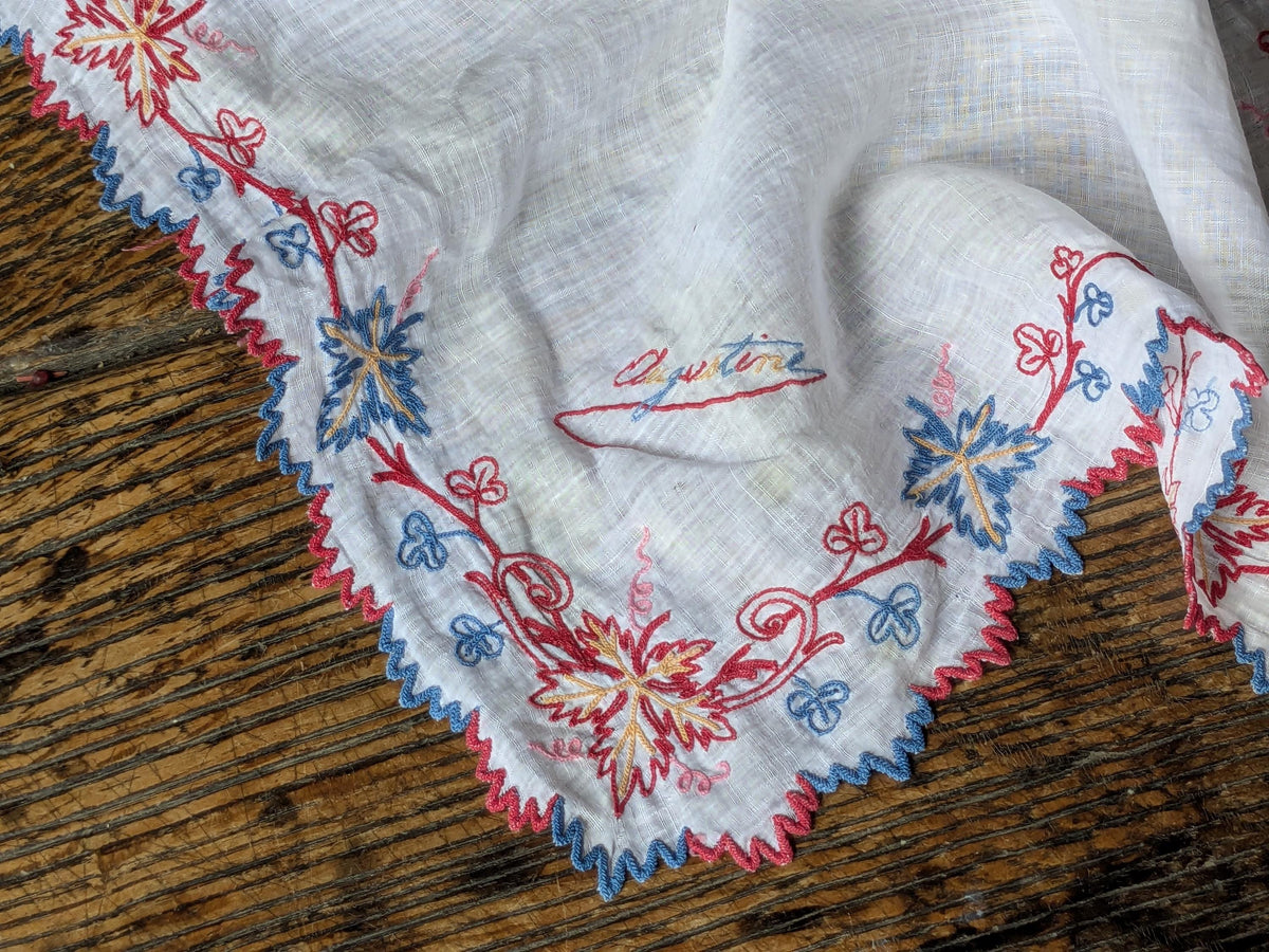 Antique French handkerchief, Augustine
