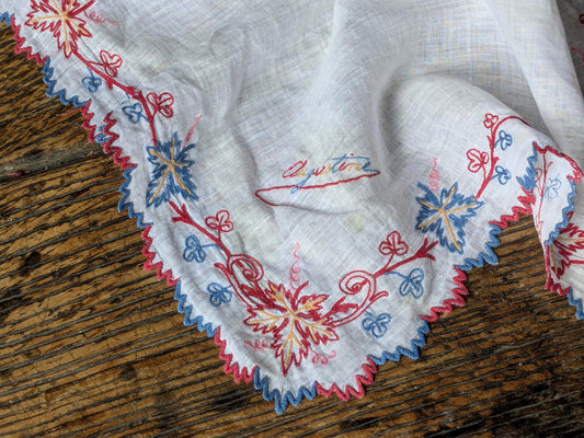 Antique French handkerchief, Augustine