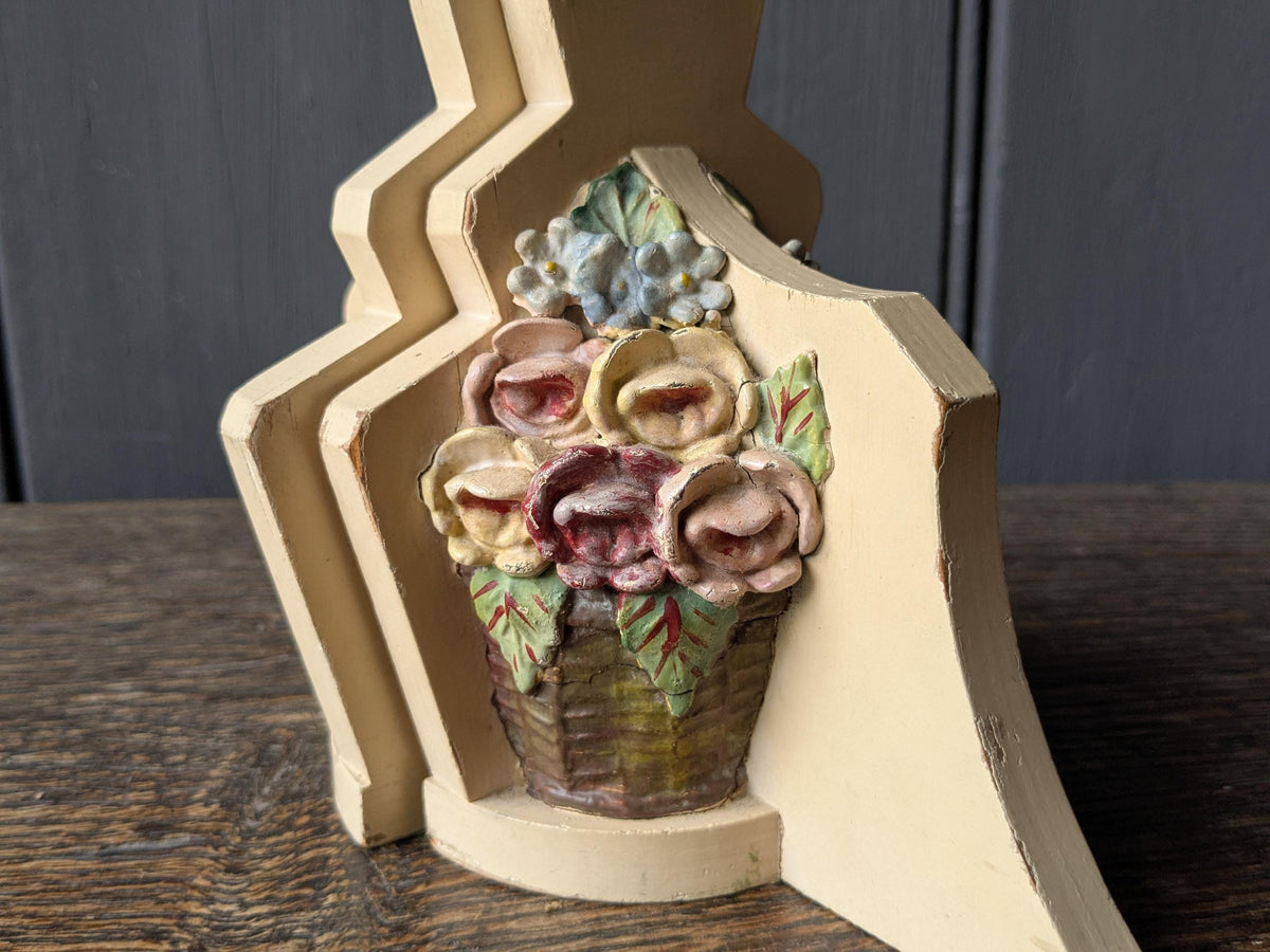 Pretty barbola bookends, baskets of flowers