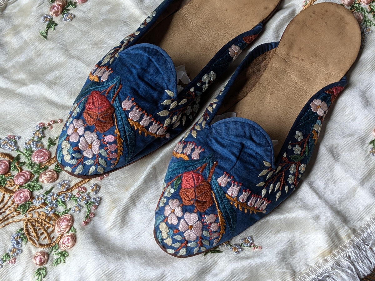 Antique embroidered silk slippers