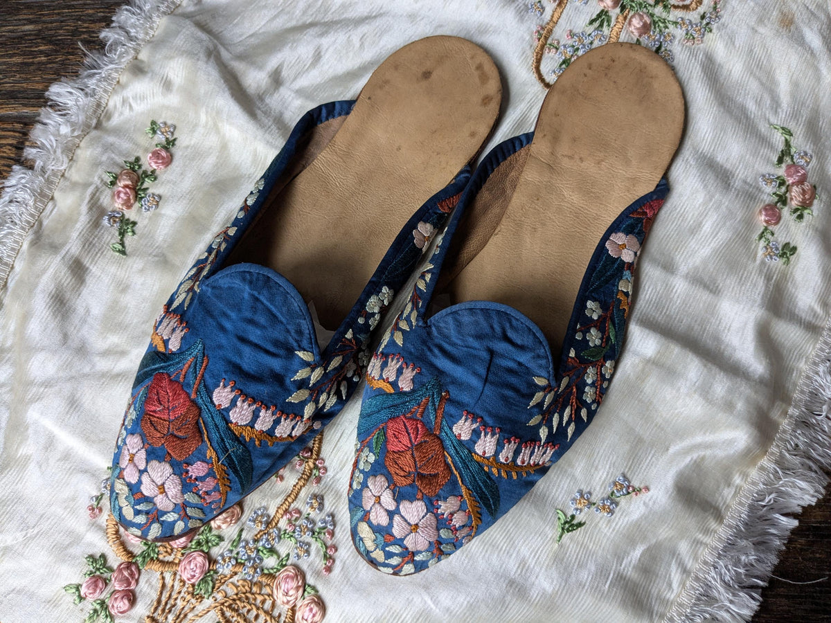 Antique embroidered silk slippers