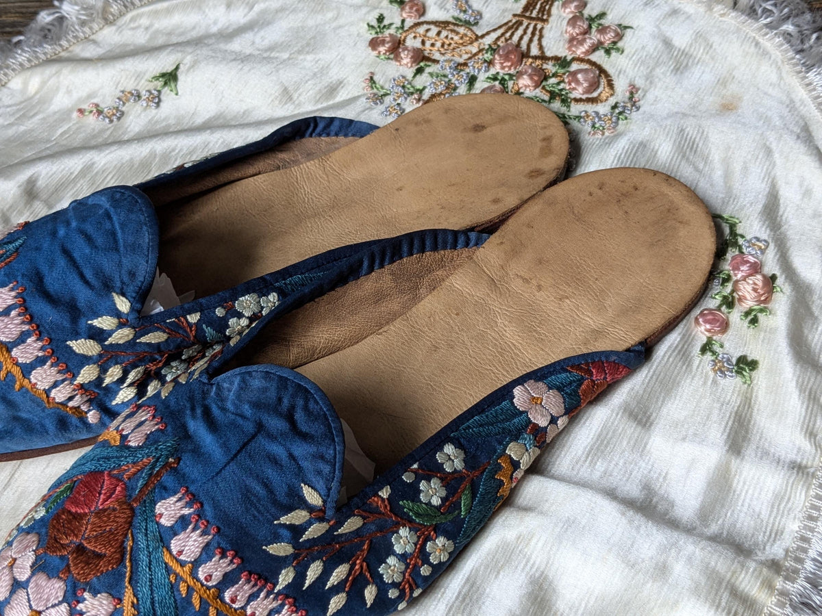 Antique embroidered silk slippers