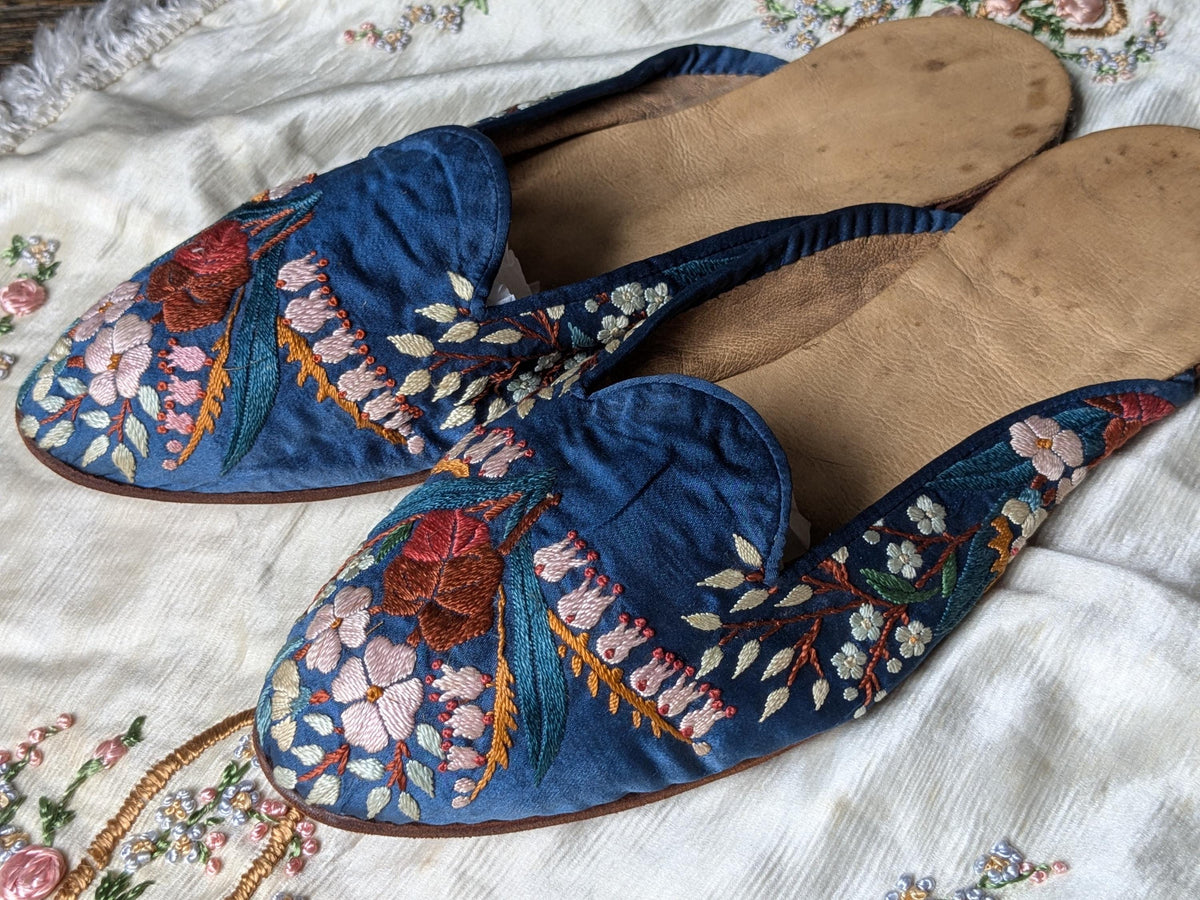 Antique embroidered silk slippers