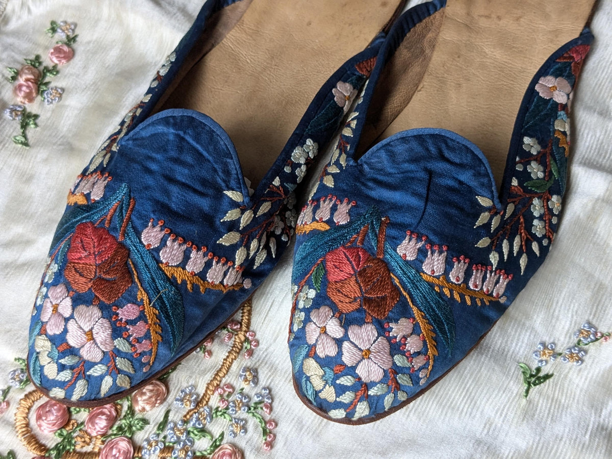 Antique embroidered silk slippers
