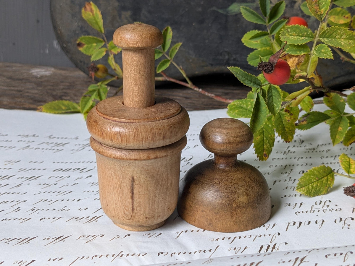 2 vintage wooden butter stamps moulds