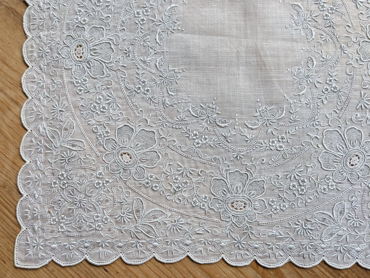 Superb Swiss Appenzell Embroidery Handkerchief (A)