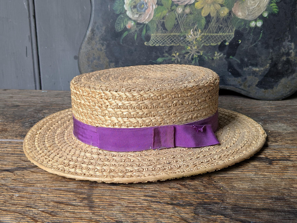 Vintage straw boater hat