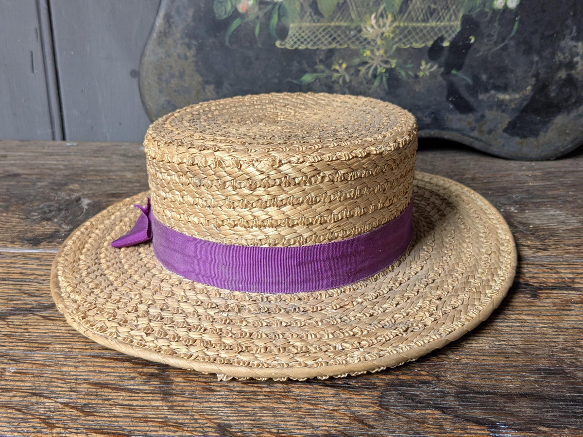 Vintage straw boater hat