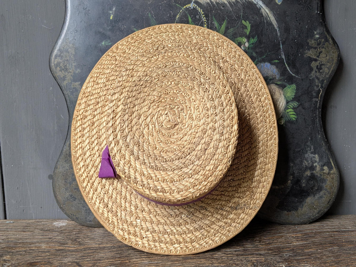 Vintage straw boater hat