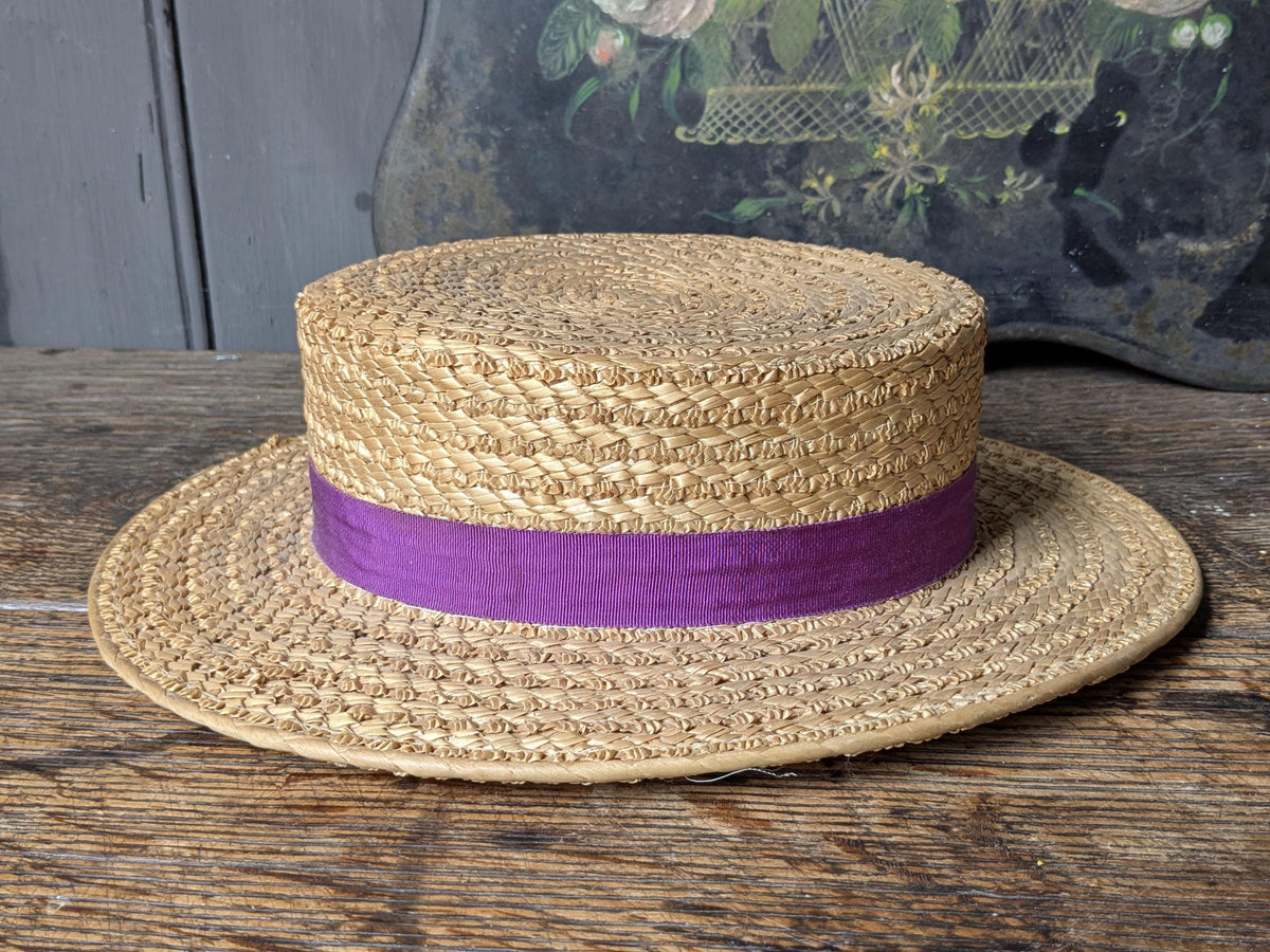 Vintage straw boater hat