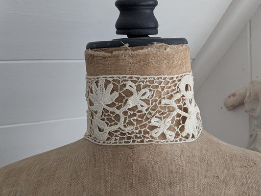 Antique Irish crochet lace high neck collar