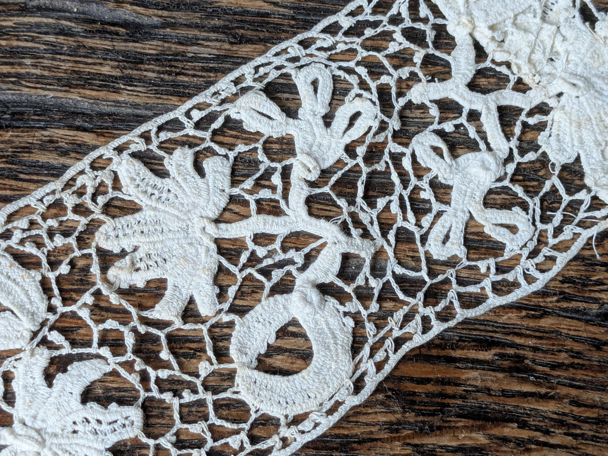Antique Irish crochet lace high neck collar
