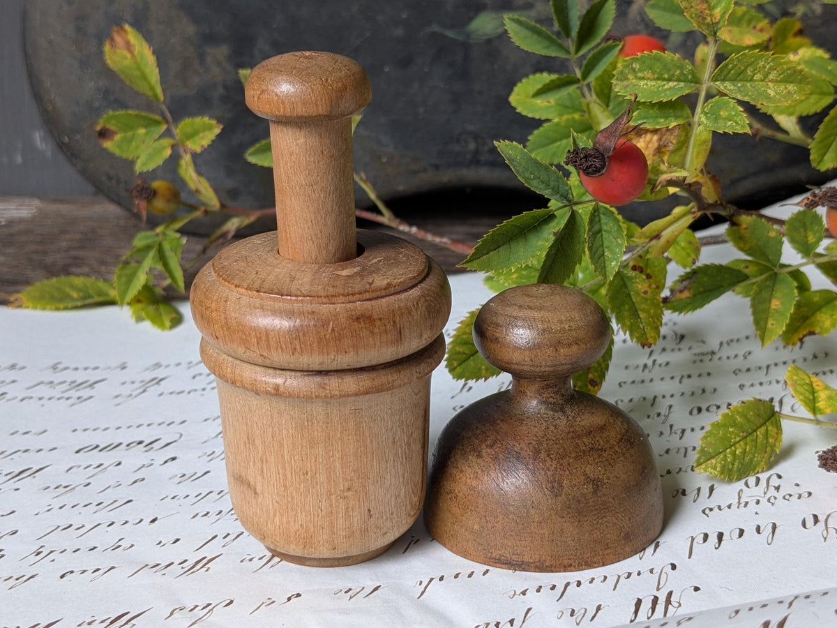 2 vintage wooden butter stamps moulds