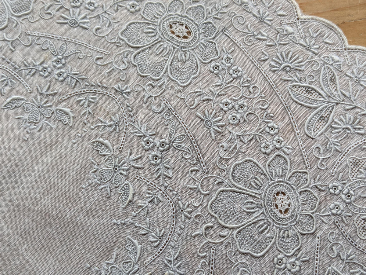 Superb Swiss Appenzell Embroidery Handkerchief (A)