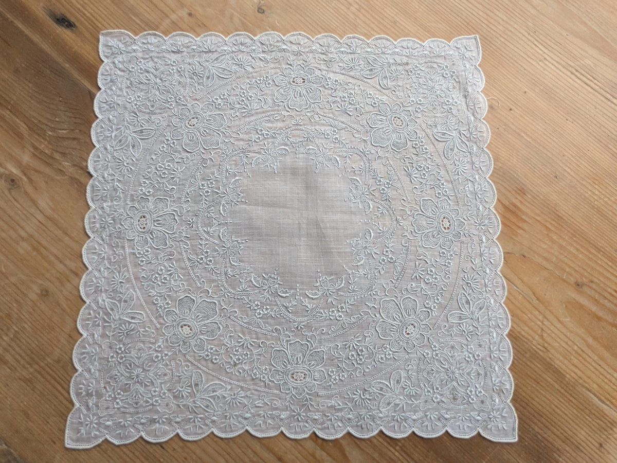 Superb Swiss Appenzell Embroidery Handkerchief (A)