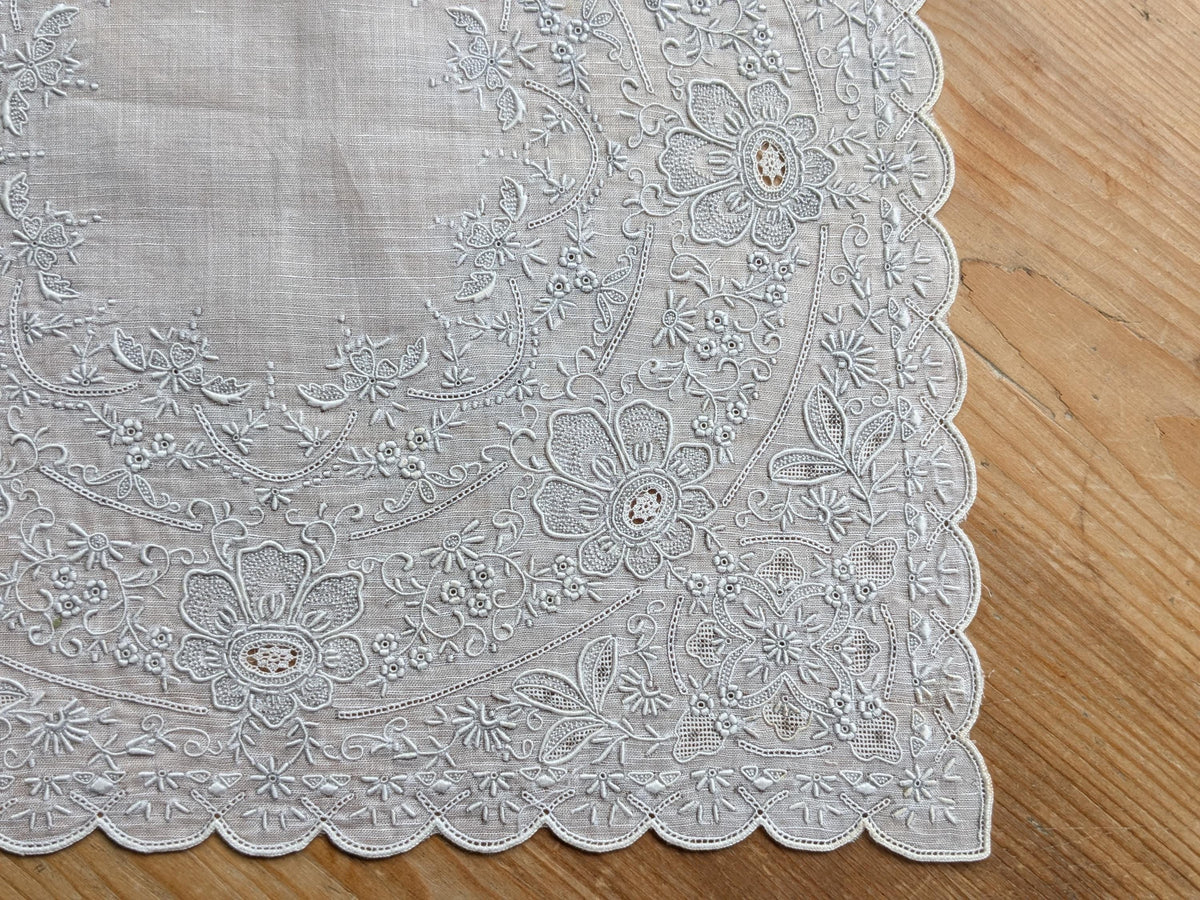 Superb Swiss Appenzell Embroidery Handkerchief (A)
