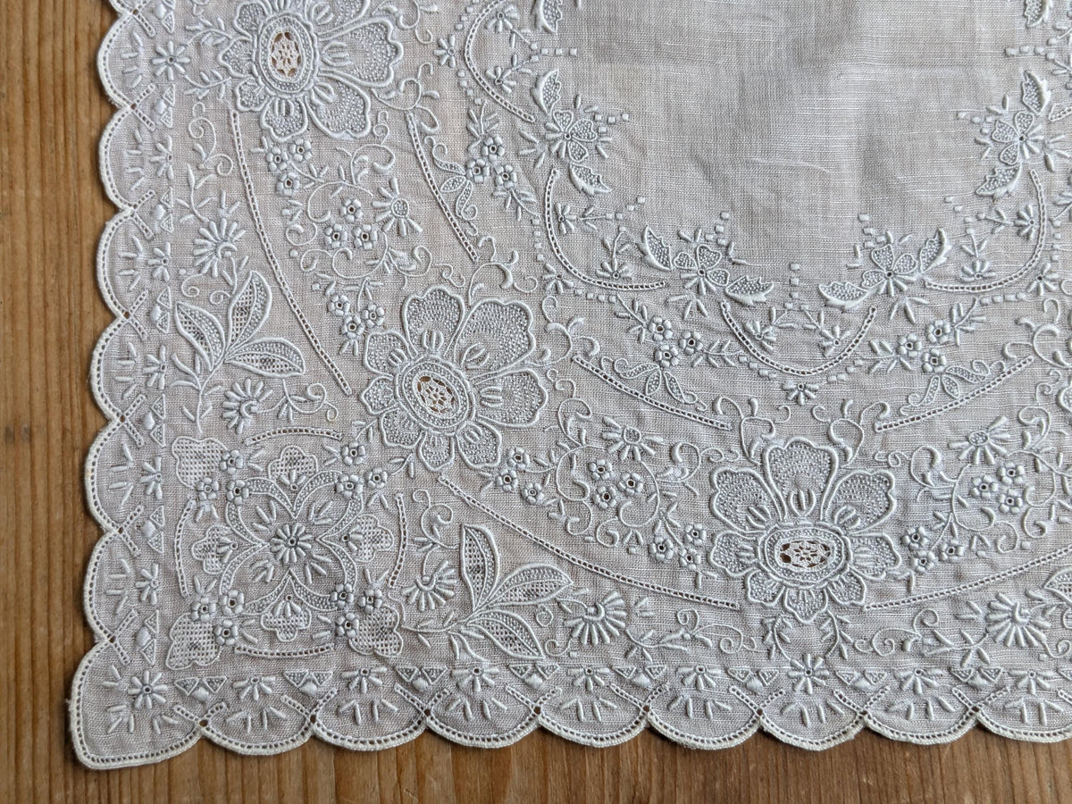 Superb Swiss Appenzell Embroidery Handkerchief (B)