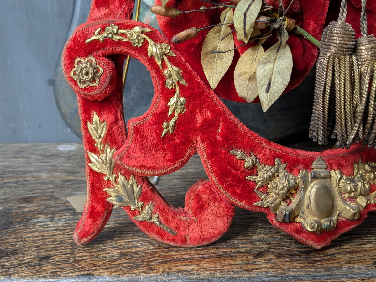 Antique French marriage display stand in red & gold