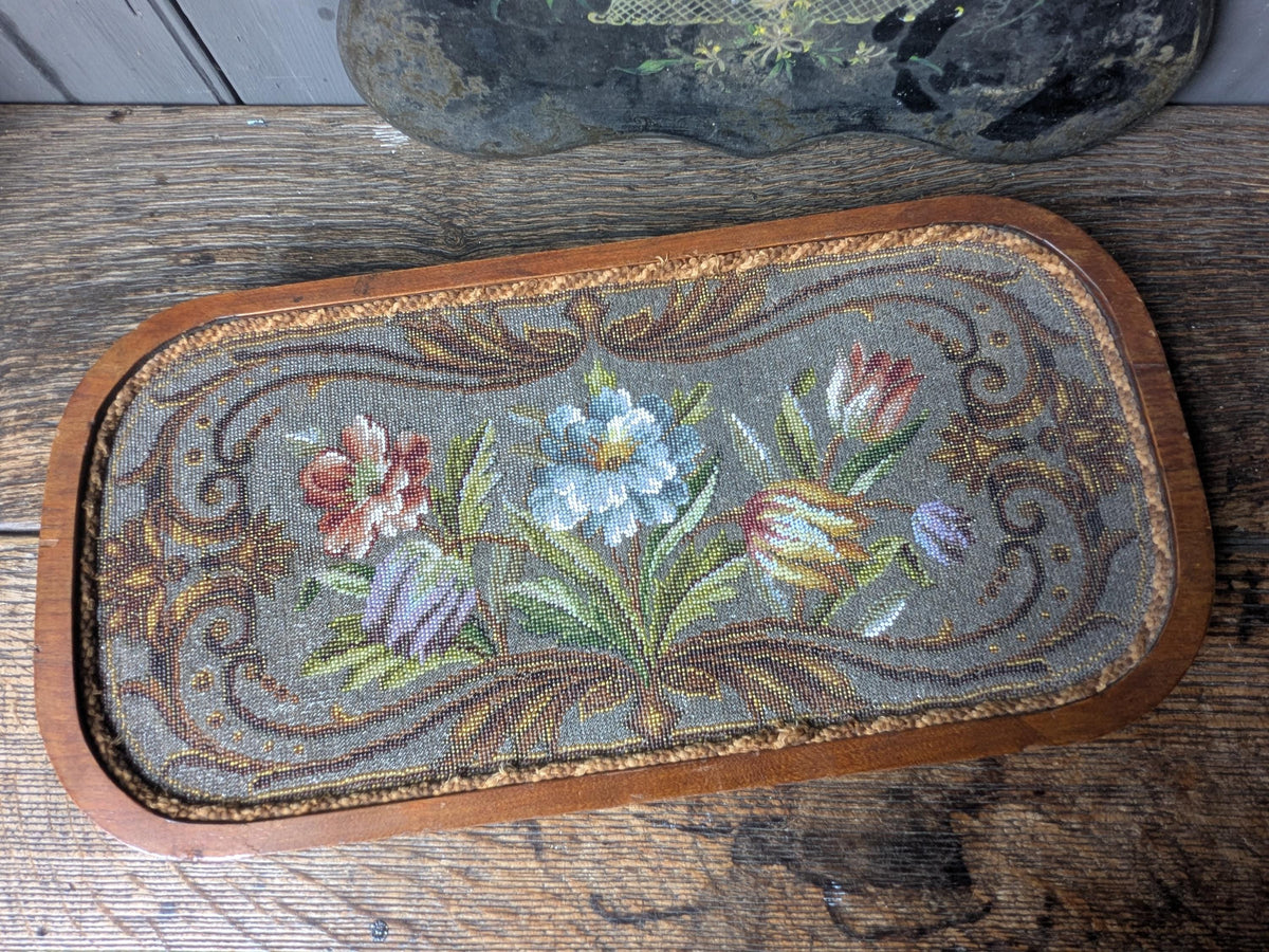 Antique beadwork tea pot stand