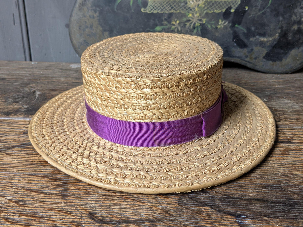 Vintage straw boater hat
