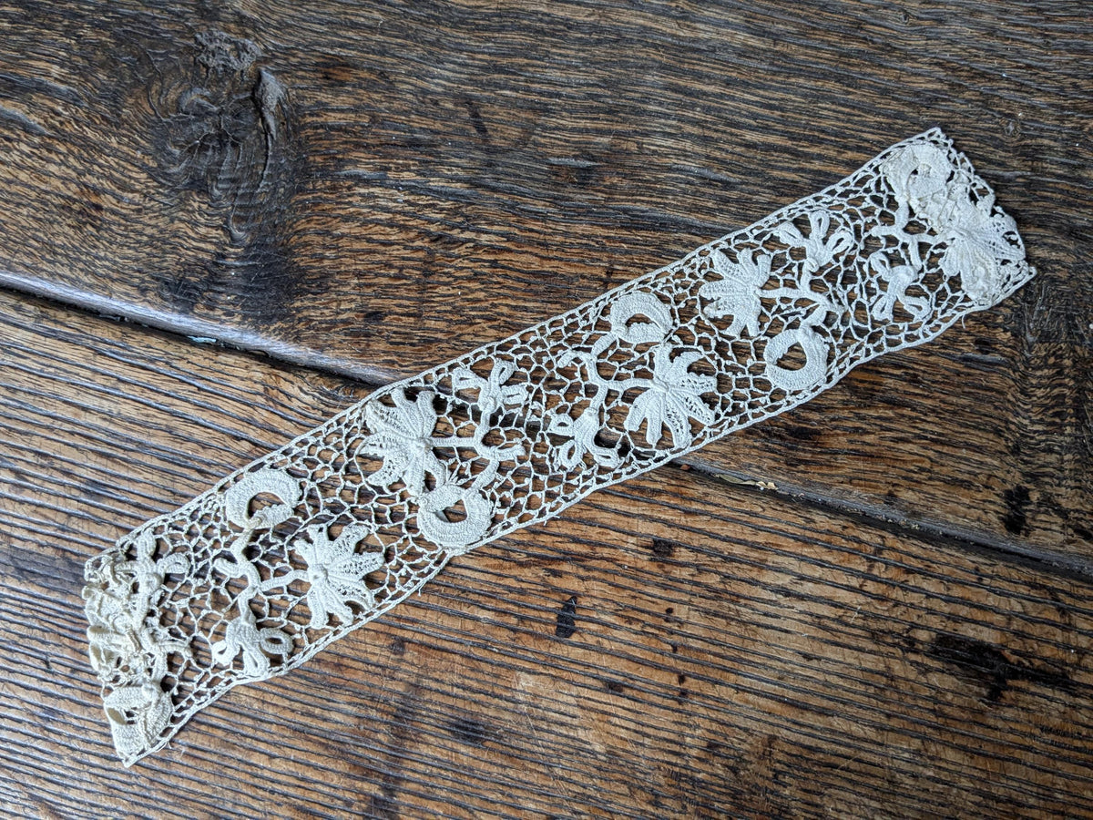 Antique Irish crochet lace high neck collar