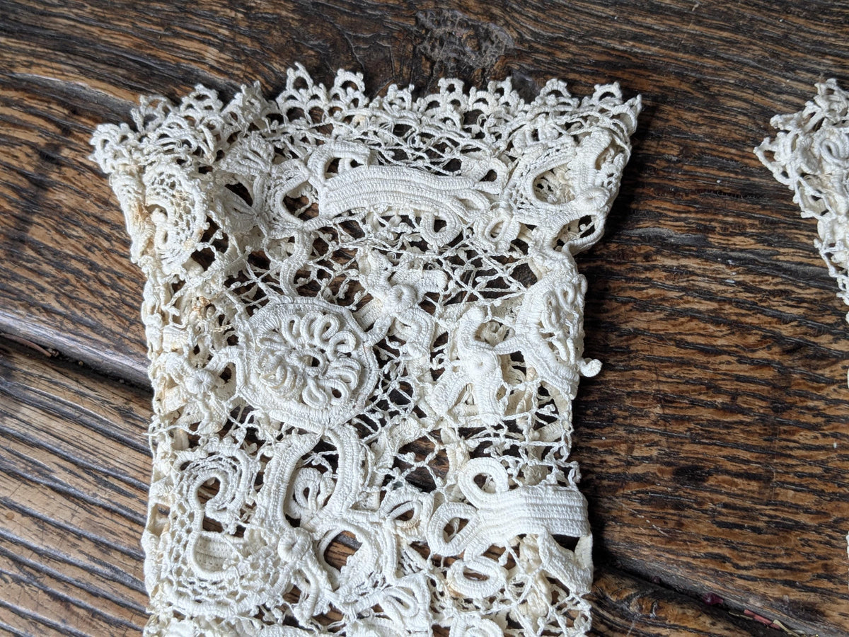 Antique Irish crochet lace sleeves or cuffs