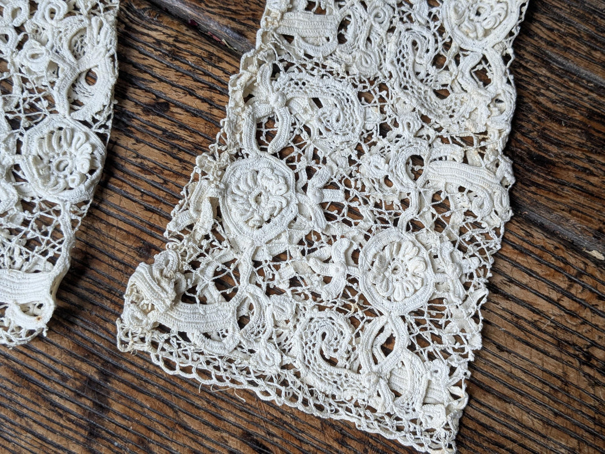 Antique Irish crochet lace sleeves or cuffs